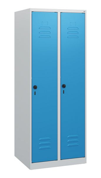 C+P Umkleidespind Classic PLUS, 2 Abteile, 1530x600x500mm, 7035/5012, Drehriegel, 0800005-20 S10018