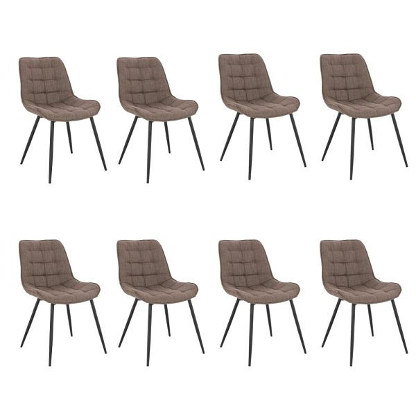 HOME DELUXE gestoffeerde eetkamerstoel set van 8 IKALO – geweven stof grijs/bruin, 50867