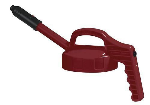 DENIOS functioneel deksel voor vloeistofcontainers, met lange tuit, rood, 137-456