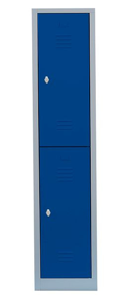 Lüllmann stalen kledingkast/garderobe, 1800 x 415 x 500 mm, lichtgrijs/gentiaanblauw, 523211