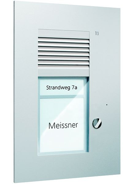 TCS audio voordeurstation serie PUK 1 belknop (rechts uitgelijnd), 1-koloms, UP zilver, PUK01/1-EN