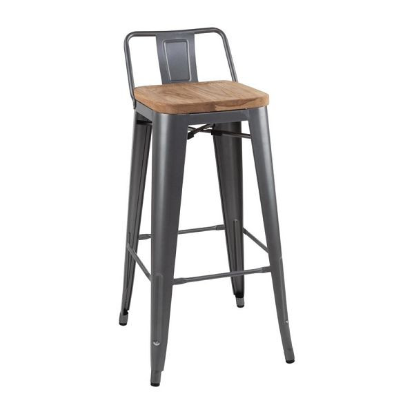 Bolero Bistro hoge barstoel met houten zitting grijs (4 stuks), FB624