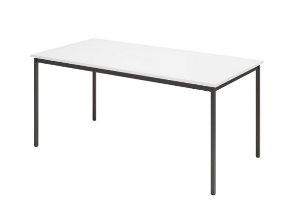 Hammerbacher vergadertafel VS16, 160 x 80 cm, blad: wit, vierpootsframe zwart, werkhoogte 72 cm, rondom stalen frame zwart, VVS16/W/D