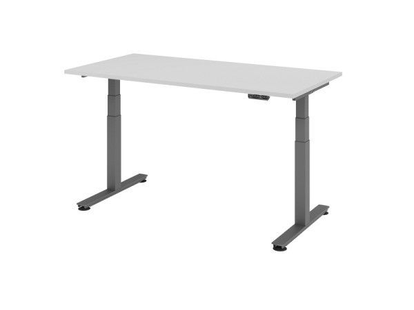Hammerbacher elektrisch zit-sta bureau 160x80cm grijs, werkhoogte 63,5-128,5 cm, VXDSM16/5/G
