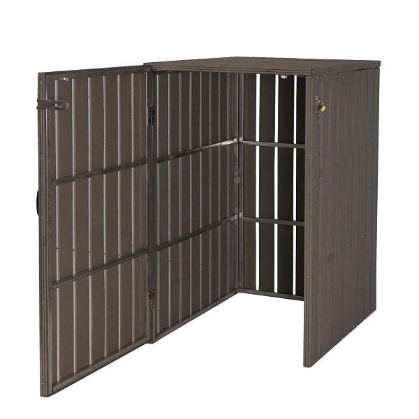 Mendler HWC-J28 XL 1/2 WPC rolcontainerbekleding, klikobox, metaal houtlook, uitbreidbaar, grijs, 75977+75978