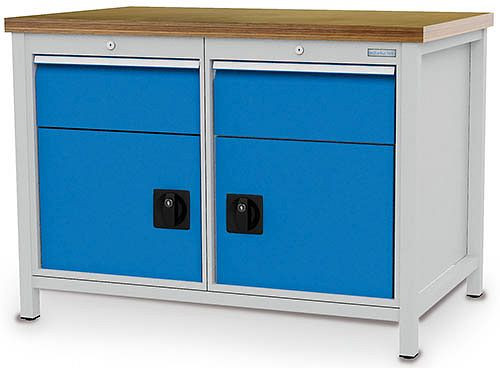 Bedrunka + Hirth box werkbank serie 1200 R18-24, 2 x 200 mm, volledig uittrekbare lades, 1200 x 750 x 859 mm, 03.12.17V