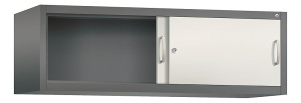 C+P bovenkast Acurado, H500xB1600xD500mm, kleur: vulkaangrijs / parelwit, beugelgreep, 1 niveau, 2154-00 S10092