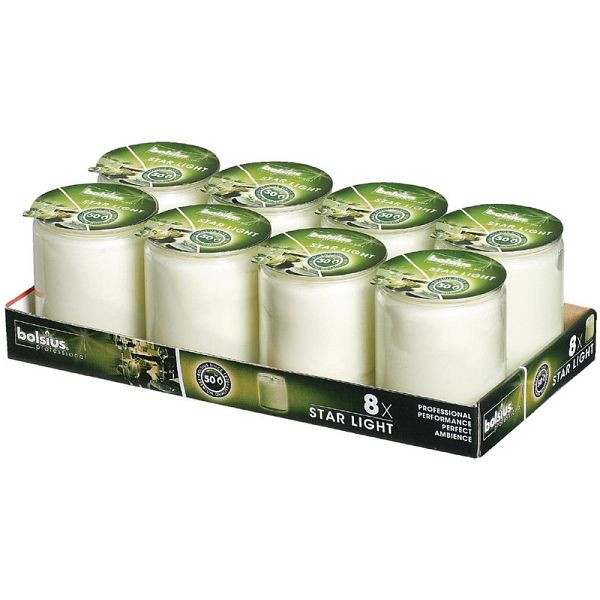 Bolsius Starlight kaarsen in glas helder, VE: 8 stuks, GJ469