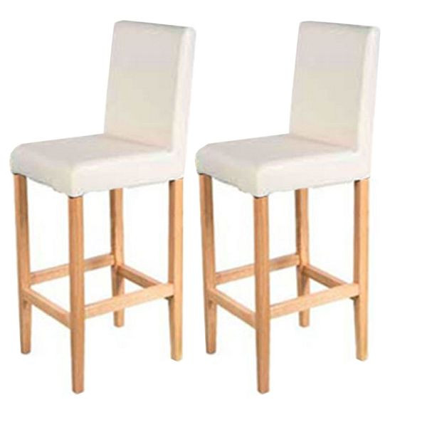 Mendler set van 2 barkrukken Vicenza, hout+LEATHER, creme, lichte poten, 7932