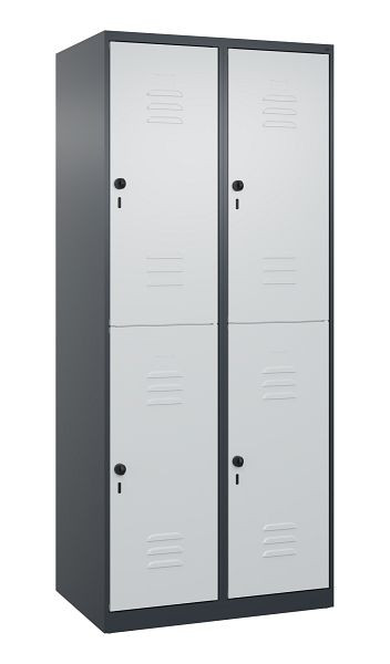 C+P Doppelstöckiger Spind Classic PLUS, 2 Abteile, 1850x800x500mm, 7016/7035, Drehriegel, 080300-22 S10011