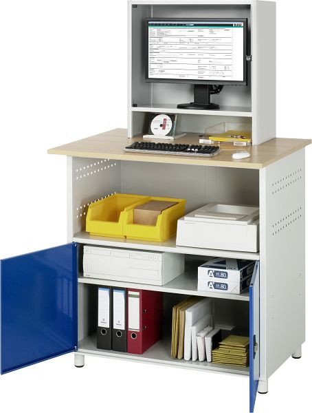 RAU computertafel - model 1022, B1100 x D800 x H1810 mm, monitorbehuizing B720 x D300 x H710 mm, 07-1022M3S.11