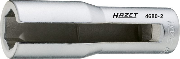 Hazet inzetstuk voor lambdasonde, vierkant, hol 12,5 mm (1/2 inch), buitenzeskantprofiel, 22 mm, lange uitvoering, oppervlak: verchroomd, 4680-2